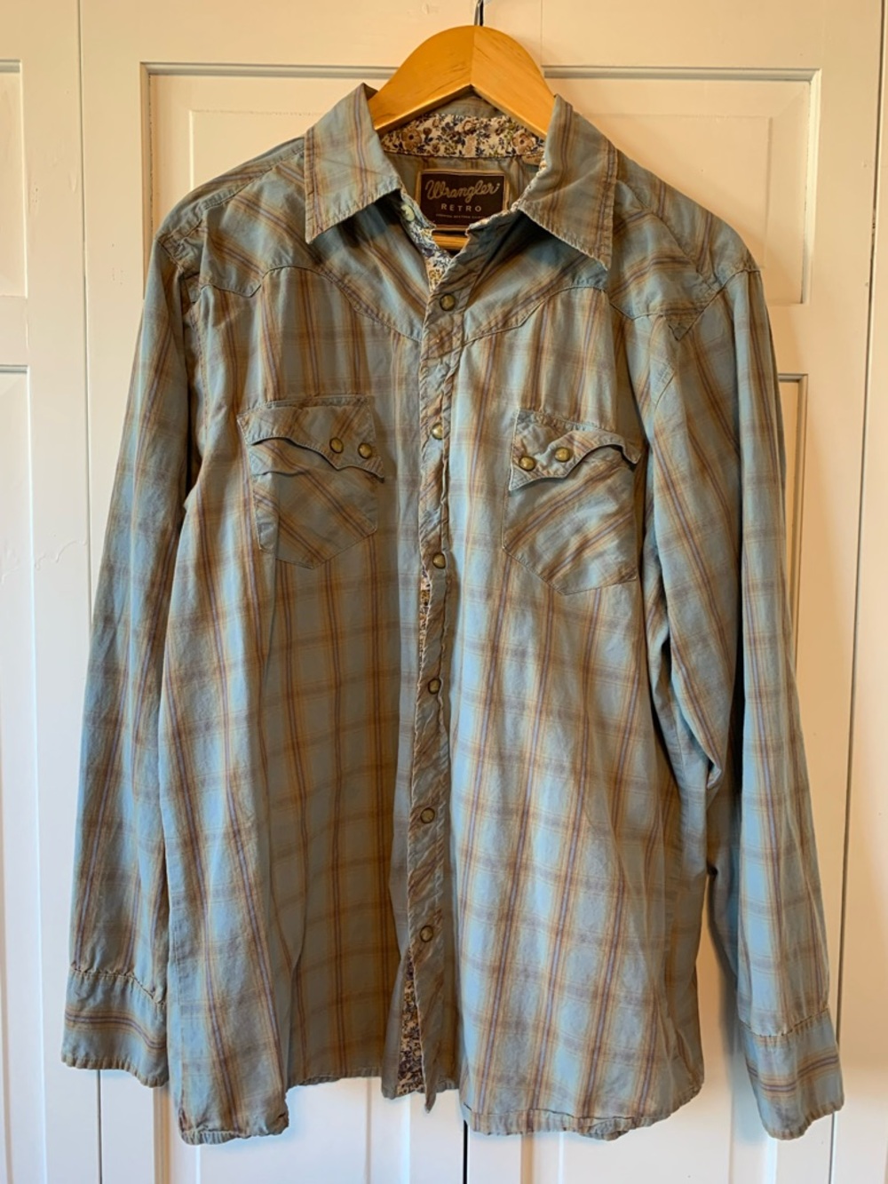 Wrangler Retro Blue Western Shirt with Snap Buttons